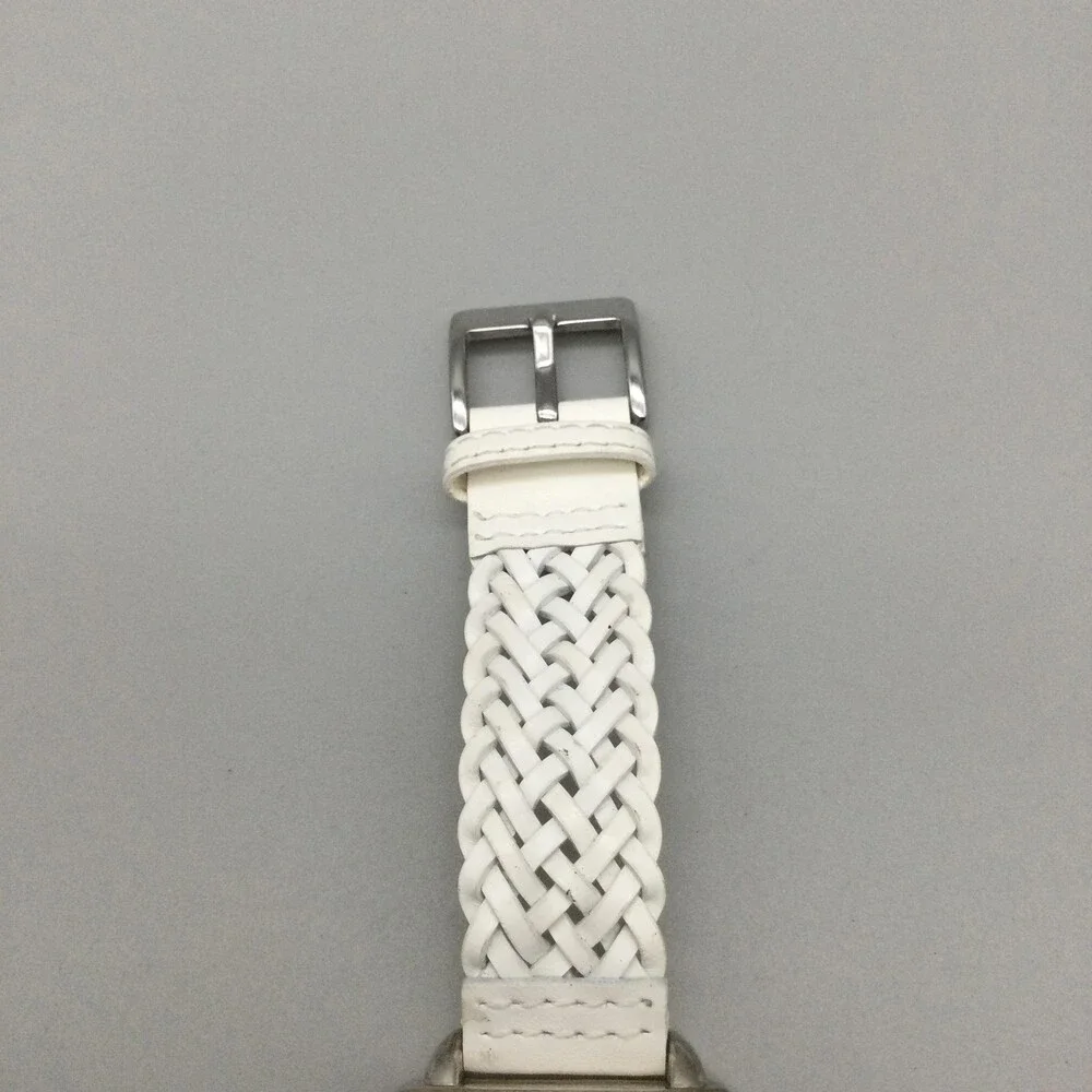 Ecclissi Womens Watch 30mm Sterling Silver White Leather Band 23285 New Battery